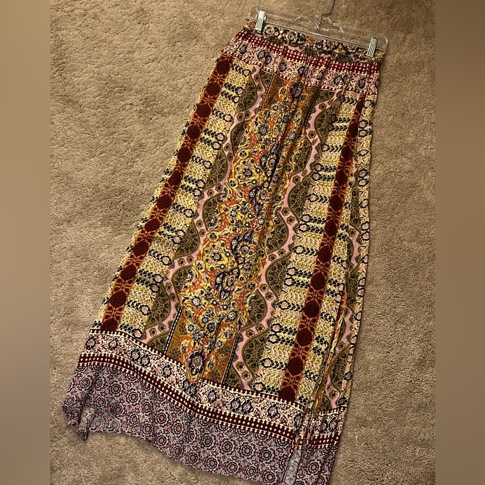 Bohemian Maxi Skirt with Multicolor Pattern